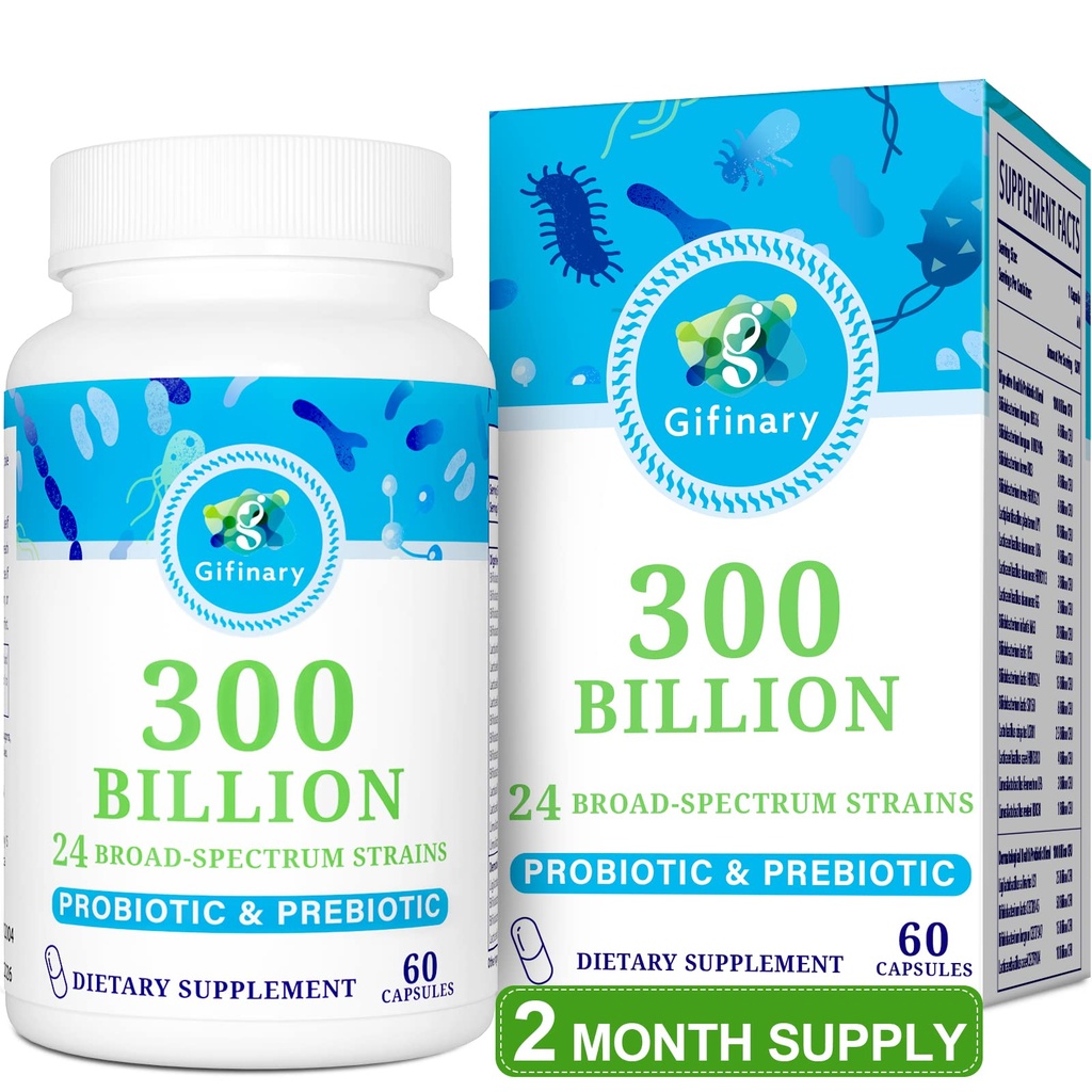 Probióticos para Mujeres y Hombres - 300 Billones CFU, 24 Strains Probióticos + 15 Hierbas Orgánicas Prebióticos para Salud Digestiva, Gut, Inmune, Estreñimiento, Diarrea &amp; Salud integral - 2 Meses Suministro