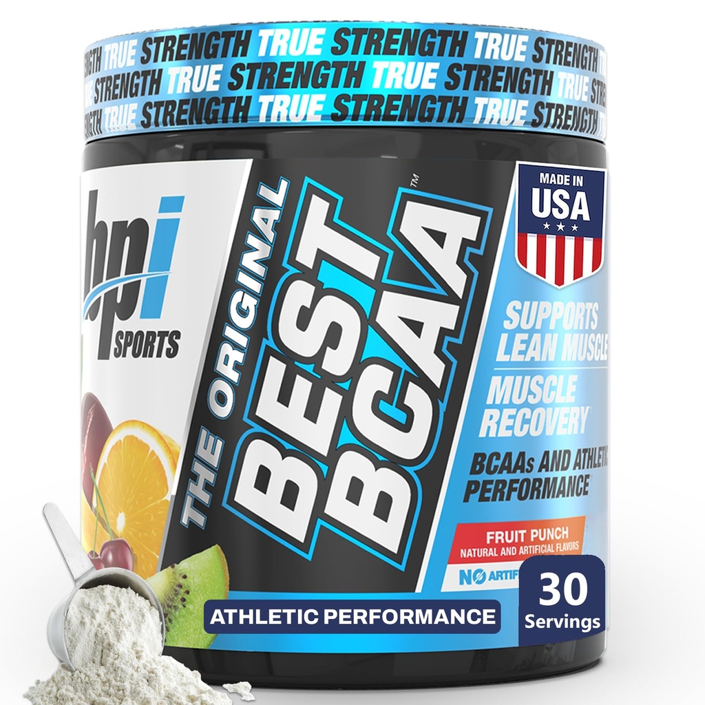 BPI Sports Best BCAA Powder - Muscle Recovery Support - Branched Chain Amino Amino Acids ¦ Building Blocks of Protein and Muscle - Post Workout Recovery – Hydration - Fruit Punch, 30 Servings