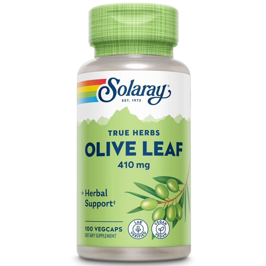 Cápsulas de hoja de oliva SOLARAY, 410 mg