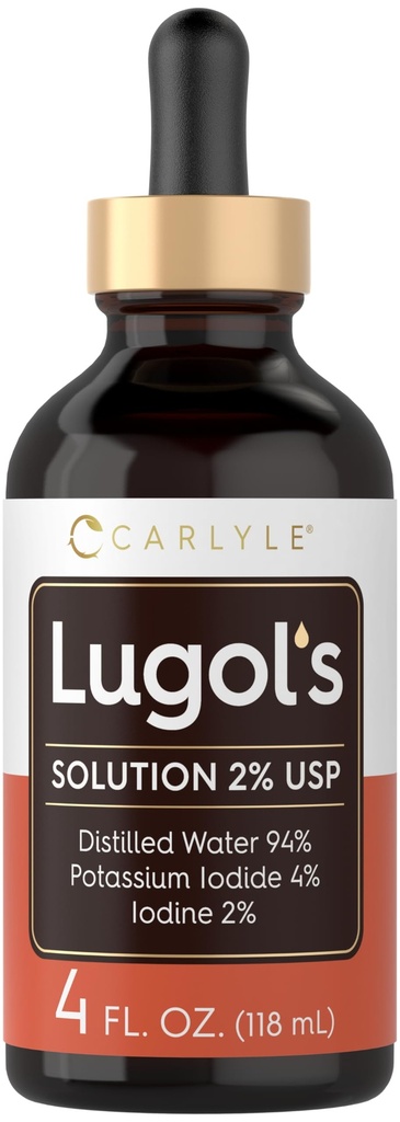 Carlyle Lugols Iodine 2 Percent ¦ 4 fl oz (Pack of 1) ¦ Potassium Iodide and Iodine Solution 2% Liquid Drops