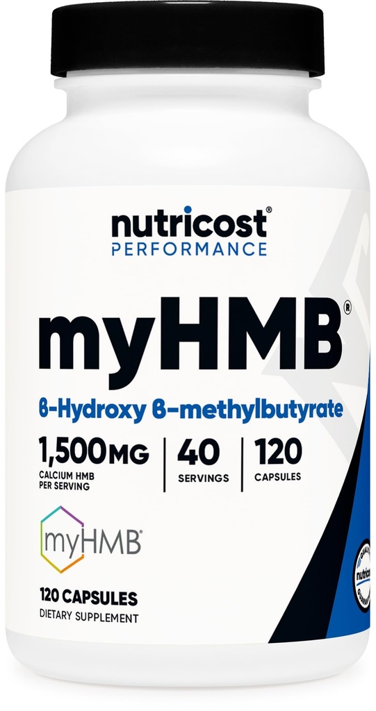 Nutricost myHMB Capsules 1,500MG Calcium HMB Por Serving, 120 Capsules, 40 Servings - Performance Line, Calcium B-Hydroxy B-Methylbutyrate Monohydrate