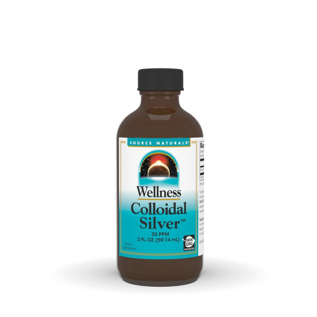 Fuente Natural Wellness Colloidal Silver, 30 ppm, Suplemento dietético líquido no GMO que apoya el bienestar físico* - 2 Fluid oz