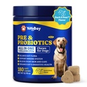 Probióticos para perros - Probióticos para perros para la salud digestiva, levadura, picazón, Gut Health, Immune & Skin - 6 millones de CFUs, 180 cerdas suaves, pato &amp; Pear Flavor - con prebióticos & enzimas digestivas