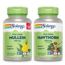 SOLARAY Mullein Leaf 330 mg y Hawthorn Berry capsules 1050 mg - Soothing Herbal Support Bundle for General Health and Wellness - Vegan, Non-GMO, 60-Day Guarantee, Lab Verified, 200/180 VegCaps