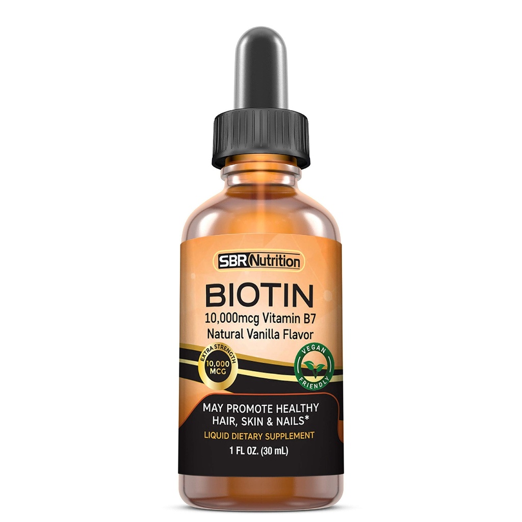 MAX Absorption Biotin Liquid Drops, 10000mcg de Biotin Por Serving, 60 Serving, No Artificial Preservatives, Vegan Friendly, Supports Healthy Hair Growth, Strong Nails and Glowing Skin, Made in USA