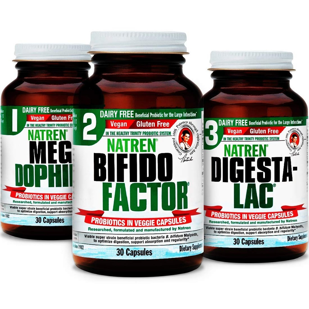 Sistema de inicio saludable de Natren Sistema de suplementos probióticos gratuitos para una mejor digestión, 30 cápsulas (Pack of 3)