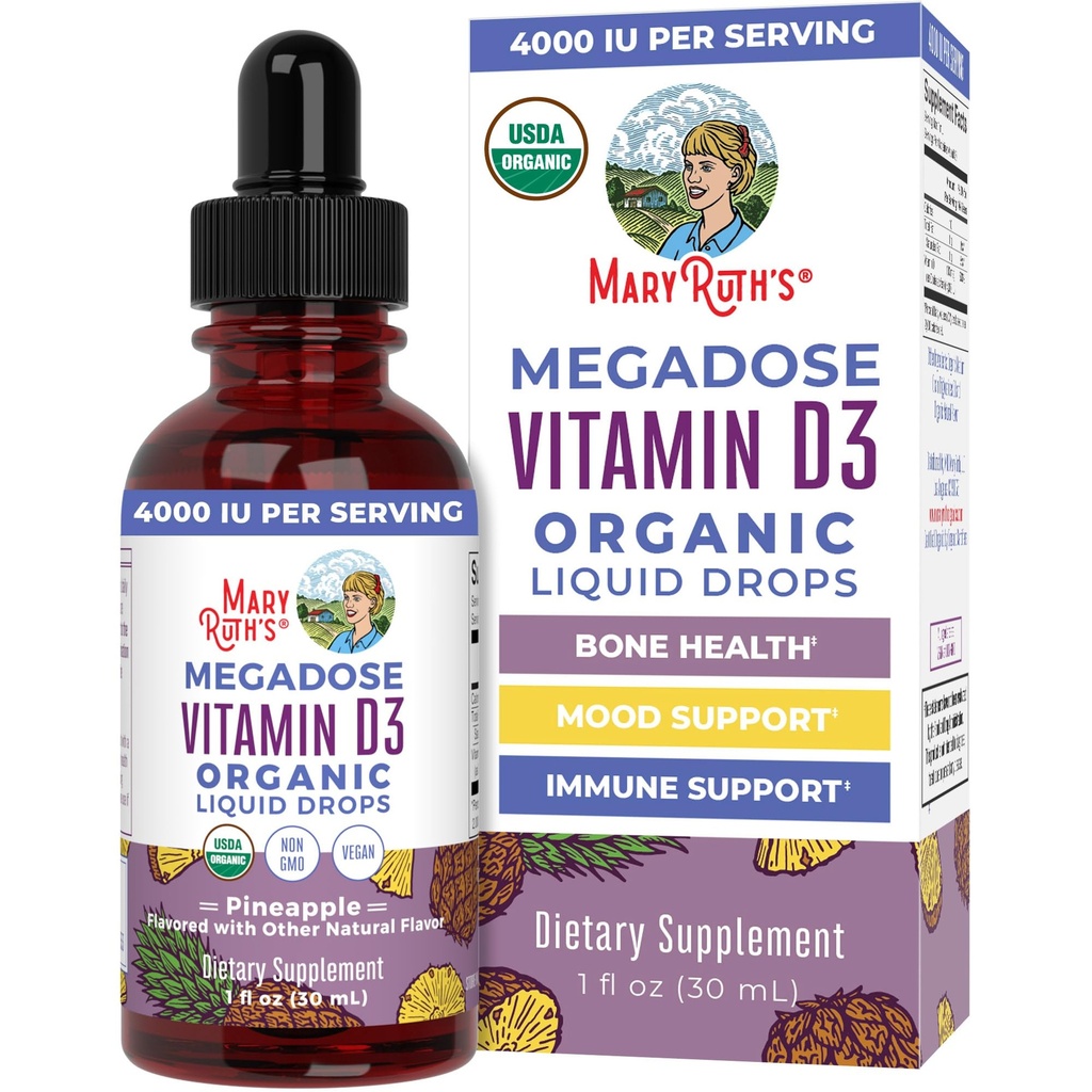 La vitamina D3 gotas líquidas de MARYRUTH   Megadose 4000 UI Silencioso USDA Organic Liquid Vitamin D Spray for Adults &amp; Kids ¦ Apoyo inmunitario &amp; Bone Health ← Vegan TEN Gluten Free ← Non-GMO ← 30 Servings