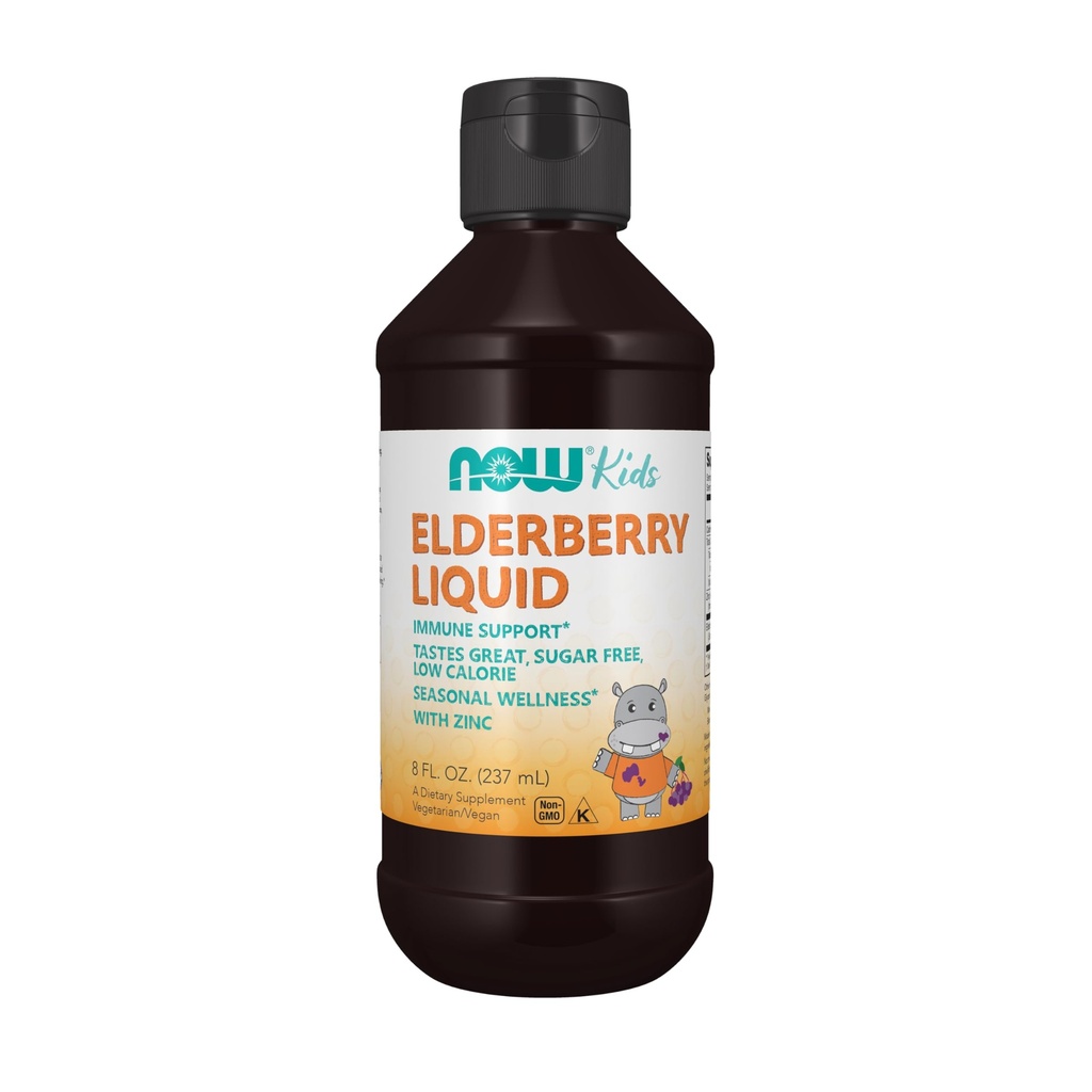 AHORA Suplementos, Elderberry líquido para niños con zinc y astragalus, Immune Support*, 8 onzas, el embalaje puede variar
