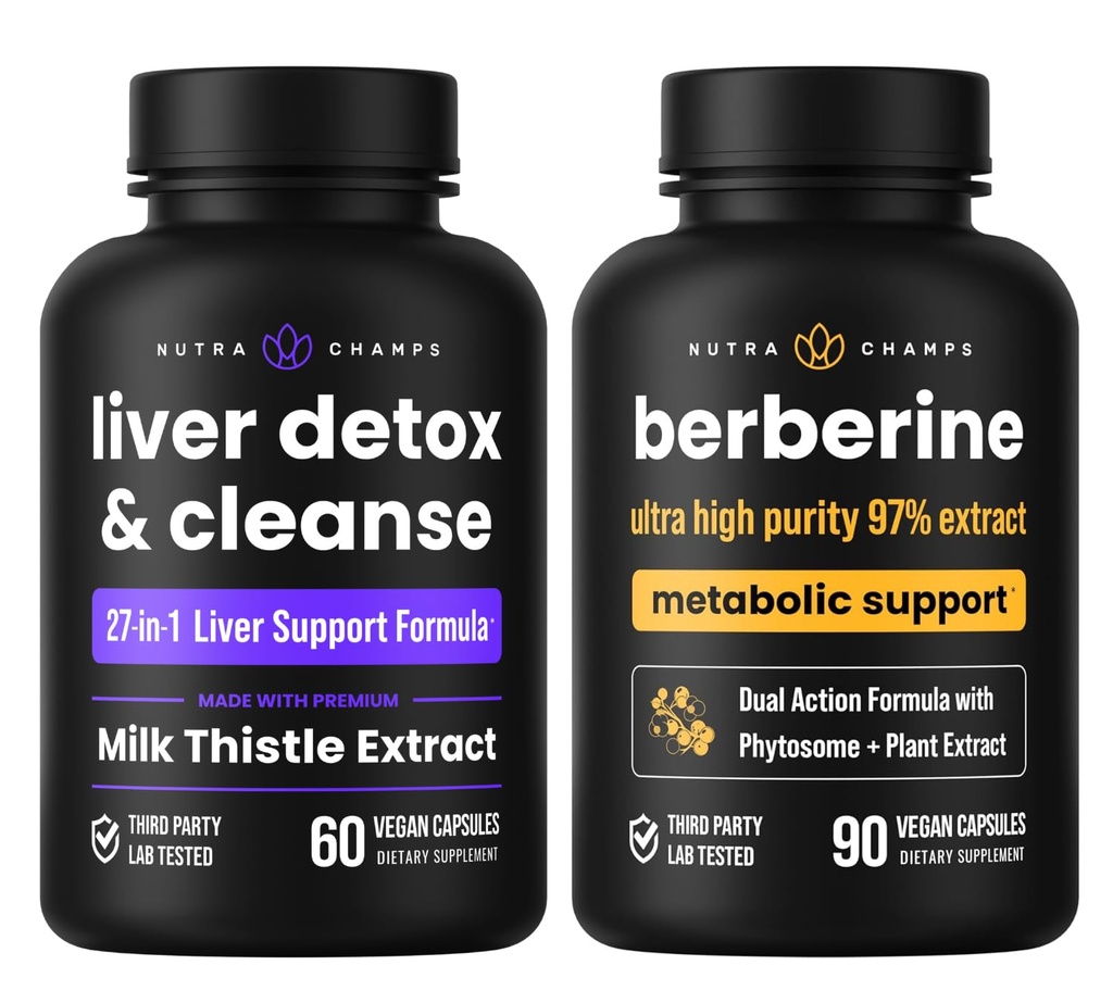 NutraChamps Liver Cleanse &amp; Detox Capsules &amp; Berberine Capsules