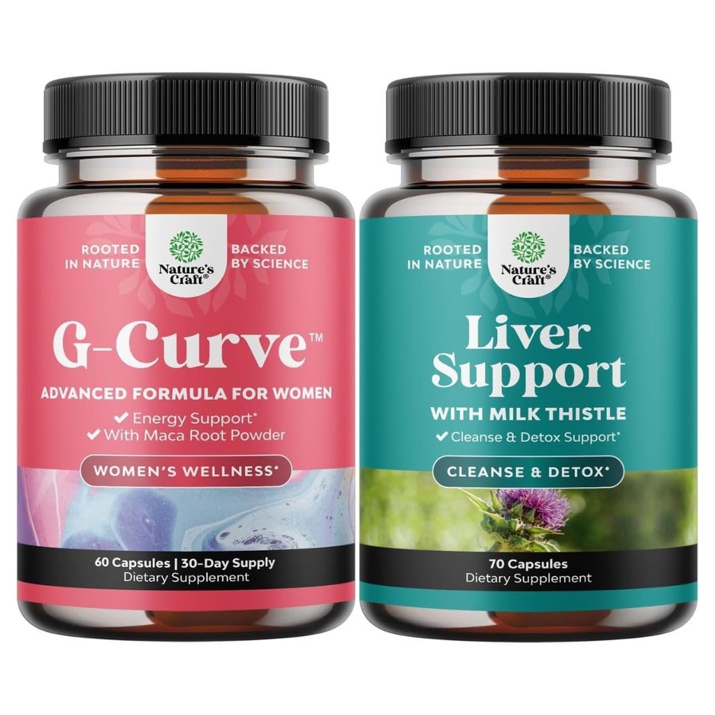 Bundle of G-Curve Butt " Breast Enhancement Pills with Saw Palmetto Extract Horny Goat Weed and Liver Cleanse Detox " Repair - Milk Thistle with Dandelion Root Choline Beetroot " Artichoke Extract