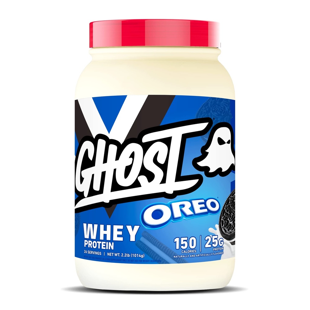 GHOST Whey Protein Powder, Oreo - 2LB, 25G de Proteína - Whey Protein Blend -Post Workout Fitness " Nutrition Shakes, Smoothies, Baking " Cooking - Cookie Pieces Inside