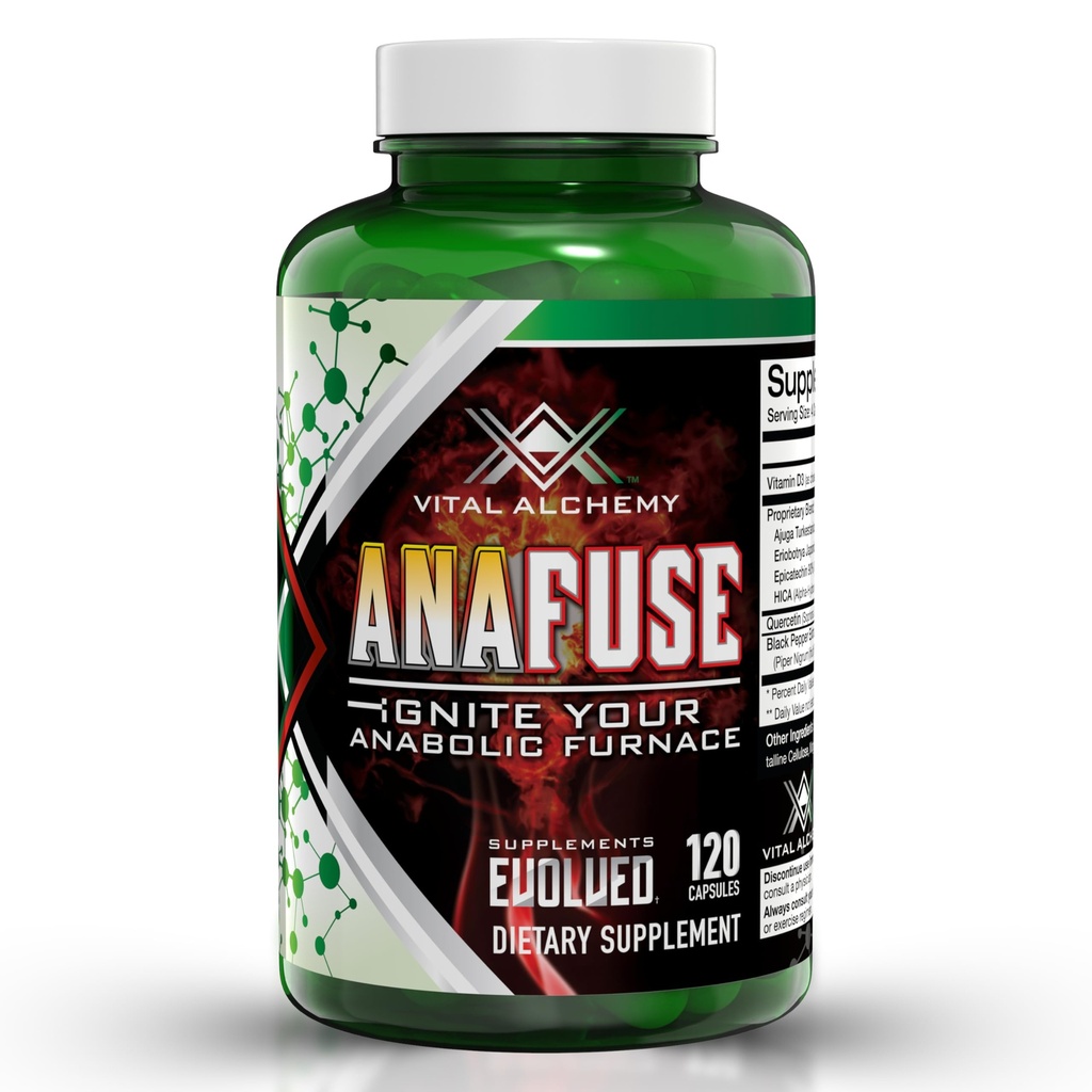 Vital Alchemy Anafuse Turkesterone Suplemento para Hombres, Epicatechin, Quercetin, Black Pepper, y Más - Aumentar la resistencia, Lean Muscle Growth " Recovery - USA Made " Non-GMO - 120 Vegan Capsules