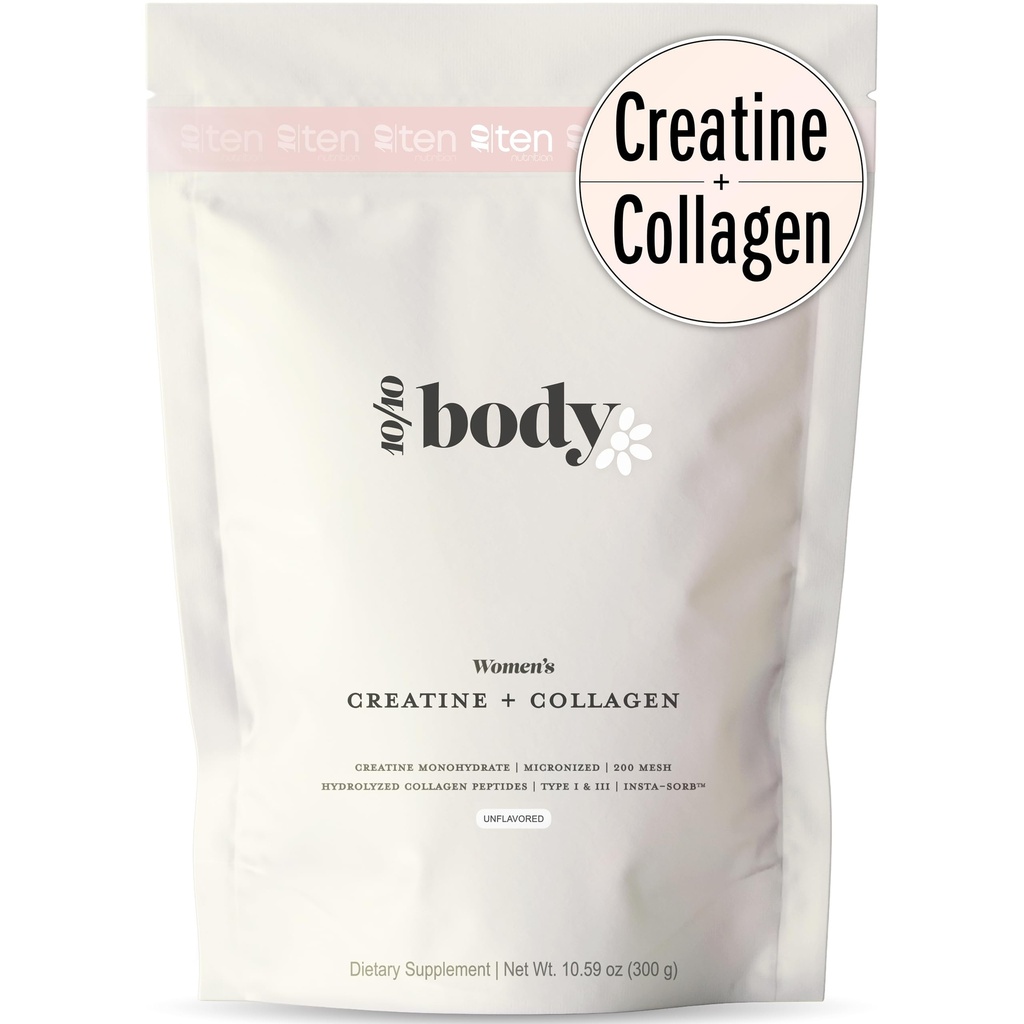 Nuevo - Creatina + Colágeno para Mujeres – apoya el crecimiento del músculo magro y el desarrollo, ganancia de botín, energía &amp; recuperación – 5g Monohidrato de creatina Plus 5000mg Los péptidos de colágeno Combo – Sin sabor, 30 Servimientos