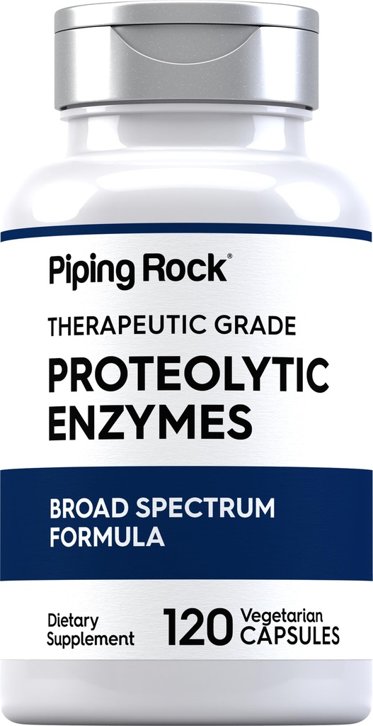 Piping Rock Proteolytic Enzymes Suplemento Silencio 120 Capsules Silencio Broad Spectrum Complex Silencio Vegetarian, Non-GMO, Gluten Free