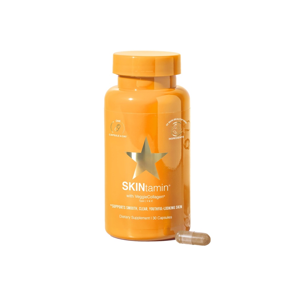 SKINtamin Vegetarian Collagen Pills ← Mejores suplementos de colagen para las mujeres para apoyar la firmeza y las arrugas de la piel ¦