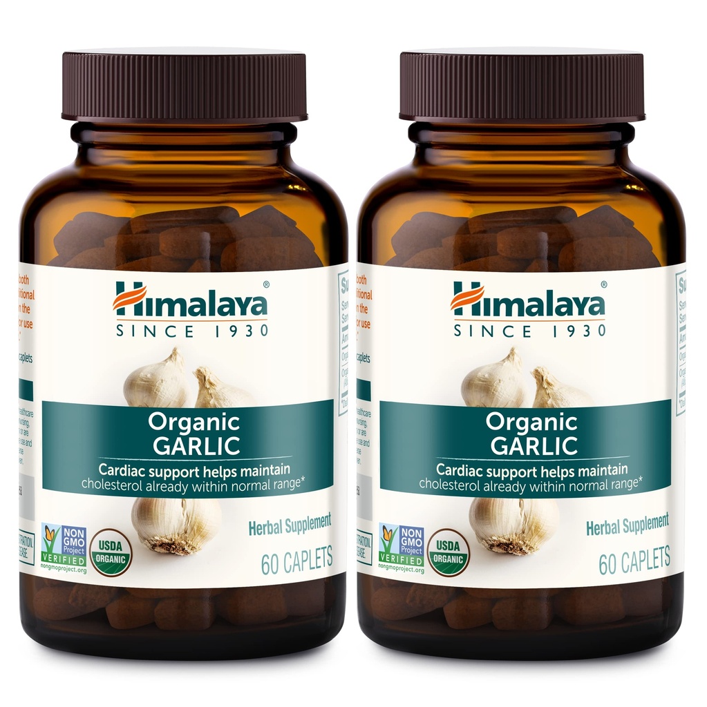 Himalaya Ajo Orgánico, Para Metabolismo Lipid y Soporte Inmunitario, 1,400 mg, 60 cápsulas, 1 mes de suministro, 2 paquete