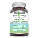 Amazing Formulas L-Arginine/L-Citrulline Complejo 1000mg 120 Tablets Suplemento No-GMO TEN Gluten Free TEN Made in USA