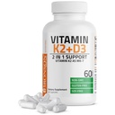 Bronson Vitamina K2 D3 (MK7) Suplemento No GMO Fórmula Vitamina D3 5000IU (125 mcg) & 90 mcg K2 MK-7, Easy to Swallow D & K Complex, 60 cápsulas