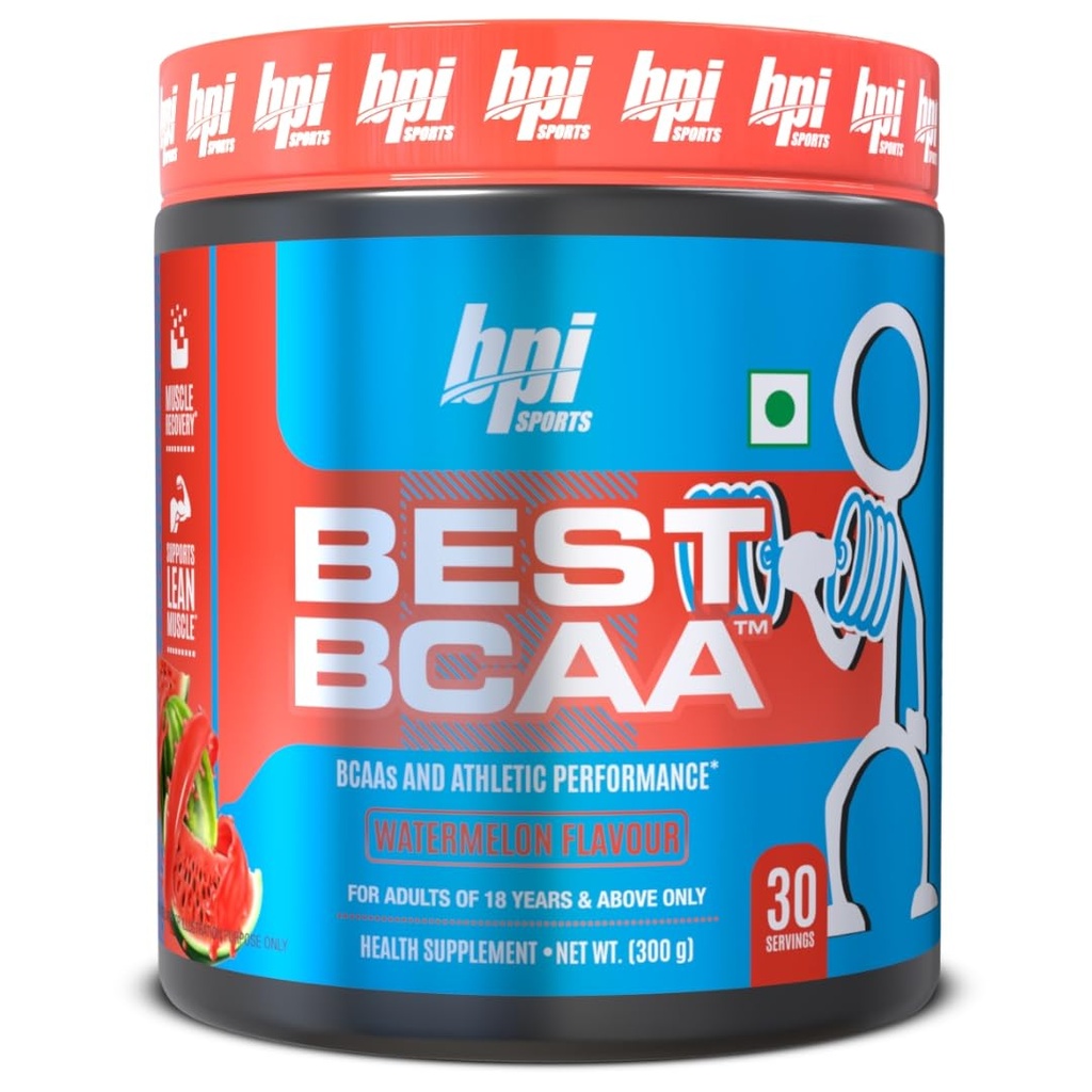 BPI Sports Best BCAA Powder - Muscle Recovery Support - Branched Chain Amino Acids ¦ Building Blocks of Protein and Muscle - Post Workout Recovery – Hydration - Watermelon Ice, 30 Servings