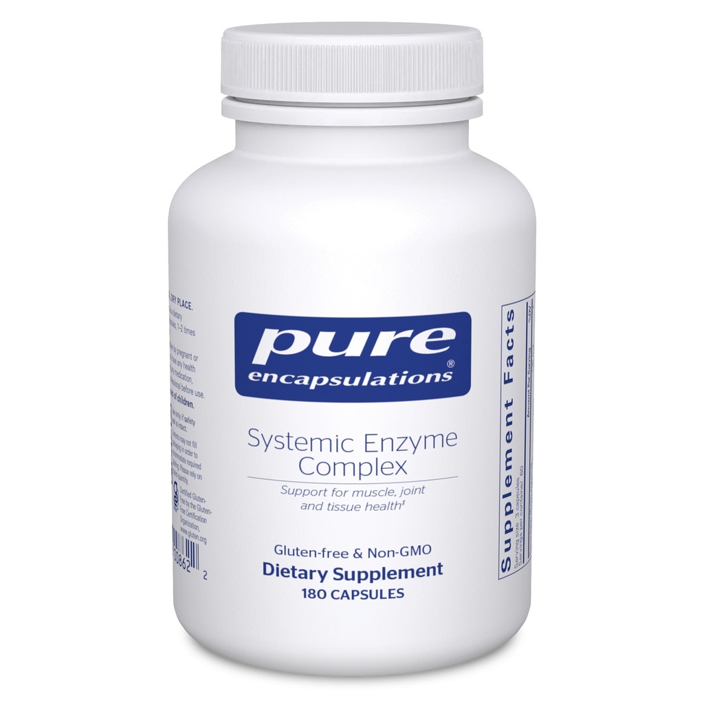 Complejo Sistémico de Enzima Pura Encapsulaciones - Apoyo a la recuperación del músculo " salud conjunta - para la salud inmunitaria* - Gluten Free " Non-GMO - 180 cápsulas