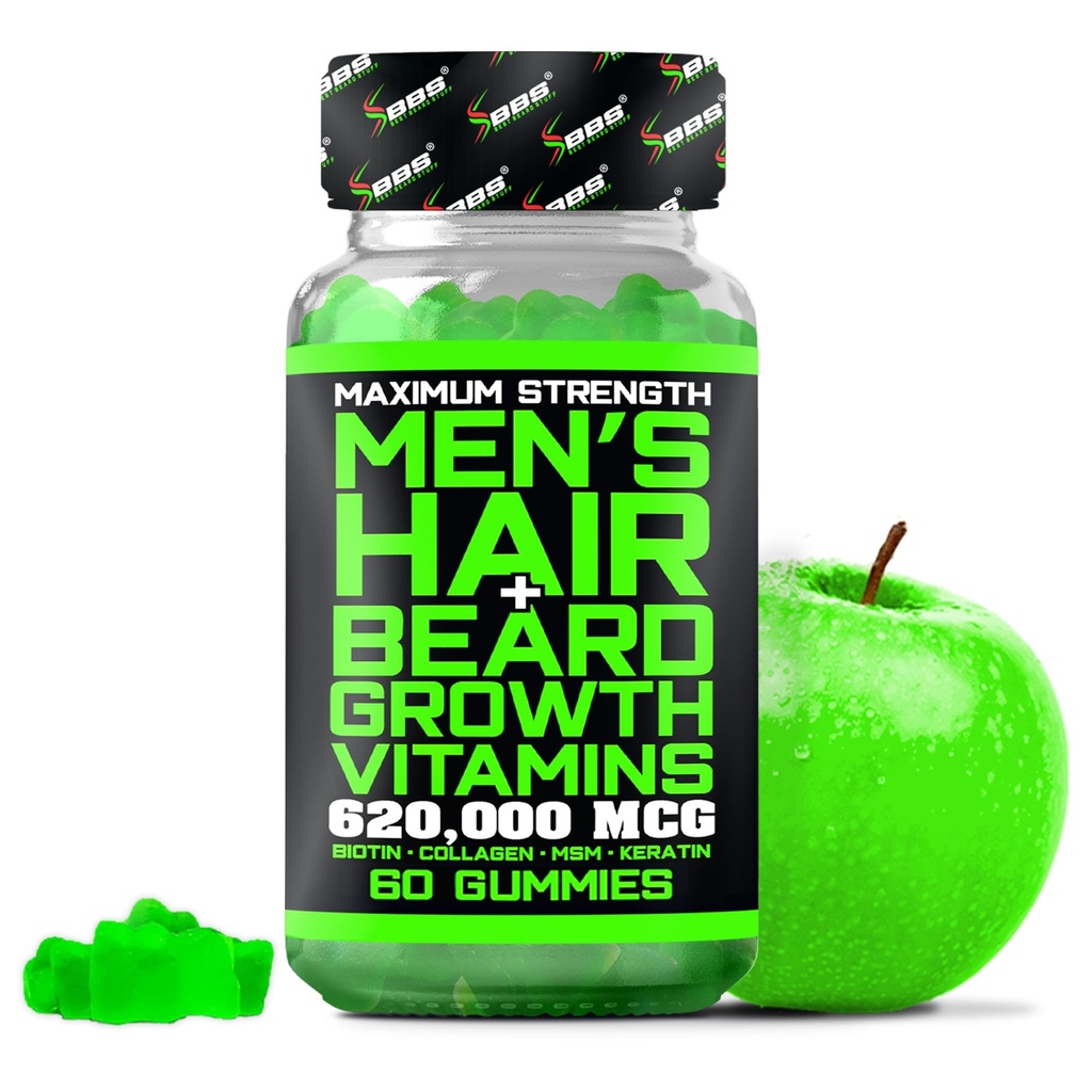 Mejor Beard Stuff Beard Growth Vitamins - Biotin Gummies for Beard & Hair Growth – Maximum Strength 620,000mcg Biotin with Collagen, MSM, Keratin & Bamboo Extract