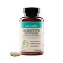 NatureWise Digestive Enzymes - Multi Enzymes with Probiotics + Prebiotics - Post Mealtime Comfort " Bloating Support + Aids Digestion and Gut Health - Soy-Free, Non-GMO - 60 Capsules[1-Month Supply]