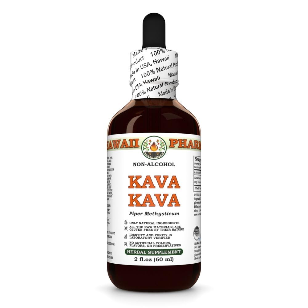 Hawaii Pharm Kava Kava Extract líquido libre de alcohol, Kava Kava (Piper Methysticum) Dried Root Glycerite Natural Herbal Suplemento 2 oz