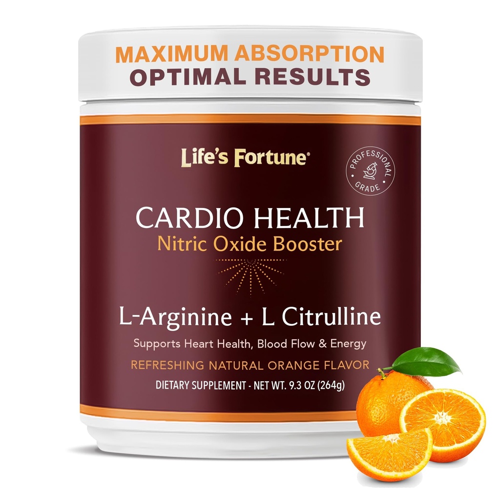 La fortuna de la vida 5000mg L- Arginina Suplemento Polvo &amp; 1000mg L-Citrulline, Alta Potencia Nitric Oxide Health Booster, resistencia, rendimiento de entrenamiento, sabor natural naranja (20 servidumbres)