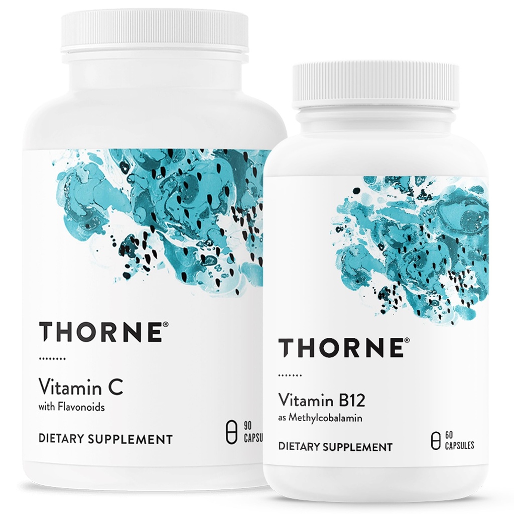 THORNE - Wellness Bundle - Vitamina C & B12 - Apoya el corazón, Nerve, Immune y Tissue Health - 60 a 90 Servimientos