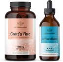 HerbAMAMA Goat's Rue and Lemon Balm Kit - Bundle of 1200 mg Goat's Rue Capsules " Lemon Balm Liquid Drops 4 fl oz - Vegan, Non-GMO, Sugar " Alcohol-Free - 2 Pack