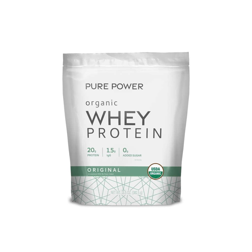 Dr. Mercola Pure Power Organic Whey Protein - 20 g Protein - Apoya el Crecimiento del Musculo & Energy - Grass-Fed Whey Concentrate - 15 Servings (20.60 oz) - Original