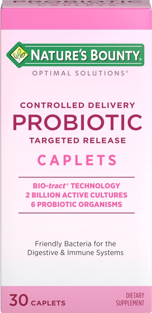 Probiótico de recompensa de la naturaleza, suplemento dietético de entrega controlado, soporta salud digestiva, intestinal e inmune, 30 cápsulas, 30 prestaciones totales