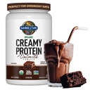 Jardín de la Vida Creamy Pólvora de Proteína orgánica vegana + OatMilk, 20g Proteína de base vegetal completa, Agua de coco, MCT, Uvas germinadas, Prebióticos, Probióticos – Libre de gluten, Brownie de chocolate, 2 LBS