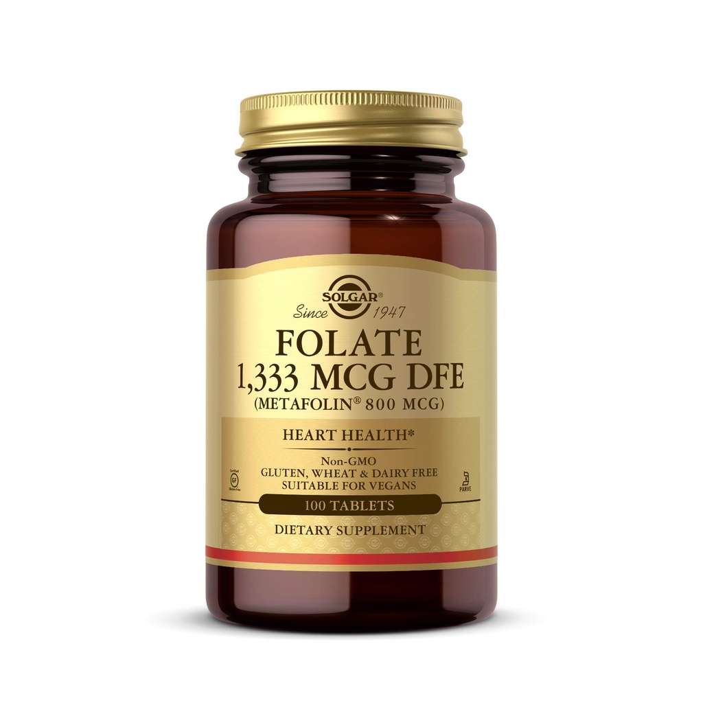 Solgar Folate 1333 MCG DFE Metafolin® 800 mcg Tablets, Original, 8 onzas