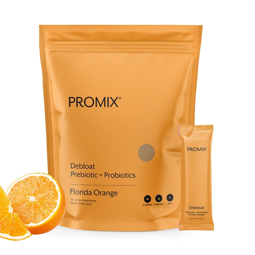 ProMix Nutrition Debloat Prebiotics and Probiotics with Baobab - Rich in Vitamin C, Bloating Relief, Immune Support - Orange - 30 Servings (Pack of 30)