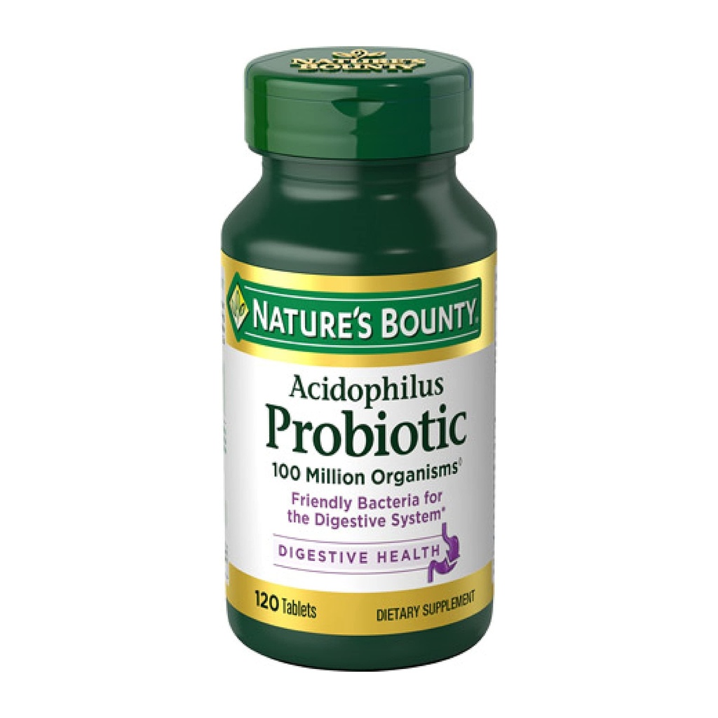 Bounty Lactobacillus Acidophilus Probiotic Supplement - Daily Probiotic for Women/Men Digestive Health, 100 Million Organisms, Vegetarian, 1 Serving per Day, 120 Tablets