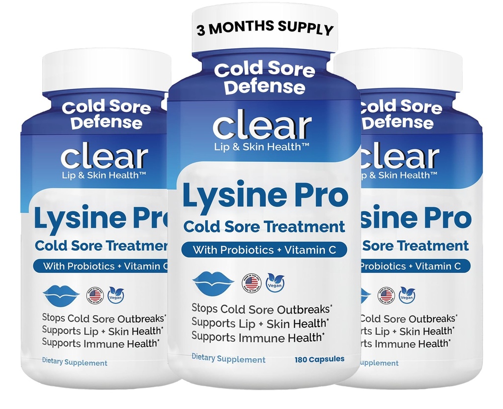Tratamiento de úlcera fría de Lysine para lípidos – con Lactobacillus Rhamnosus, Acidophilus y Vitamina C – Suplemento de úlcera fría para la salud de la piel, soporte de inmune y prevención – 180 cápsulas