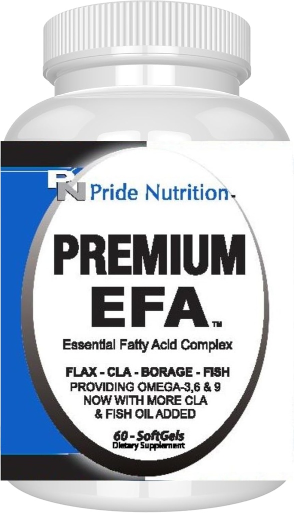 Pride Nutrition Premium EFA Omega 3-6-9 Suplemento para Hombres y Mujeres 5 en 1 - EPA, DHA, GLA, ALA &amp; CLA Ácidos grasos esenciales con aceite de pescado - Softgel Pills