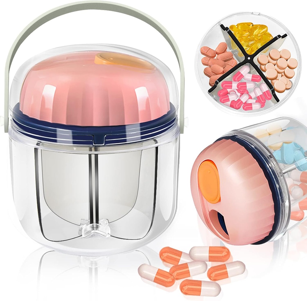 Caja de Píldora Portable, GloDeals Organizador Semanal de Píldoras 7 Días Organizador de Medicina de Viajes BPA Prooferta de Moistura Libre Contenedor de Medicina Portable para Vitaminas, Aceites Frescos, Suplementos (Pink-)