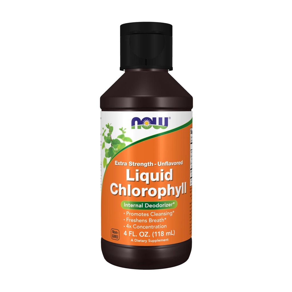 AHORA Suplementos, Extra Strength Liquid Chlorophyll, Unflavored, Internal Deodorizer*, promueve limpio