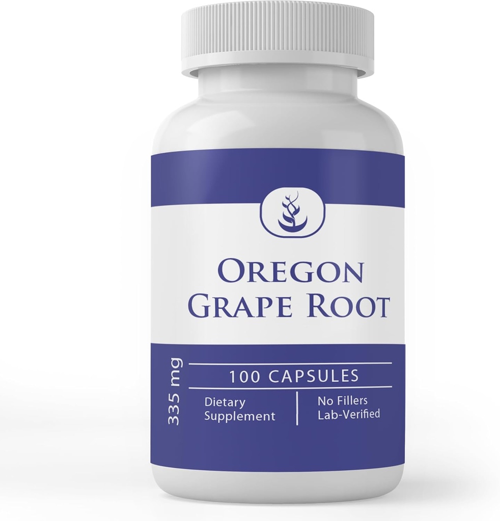 Ingredientes originales puros Oregon Grape Root, (100 cápsulas) Siempre puro, sin aditivos ni artillería, Lab Verified