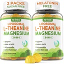 Liposomal L-Theanine 200mg Magnesium Glycinate 400mg Gummies with GABA, 5HTP, Apigenin, Vitamina B6 &amp; D3, Ashwagandha, Lemon Balm Leaf, Melatonin Free Sleep Chewable for Relax Mood & Muscle, 2 Packs