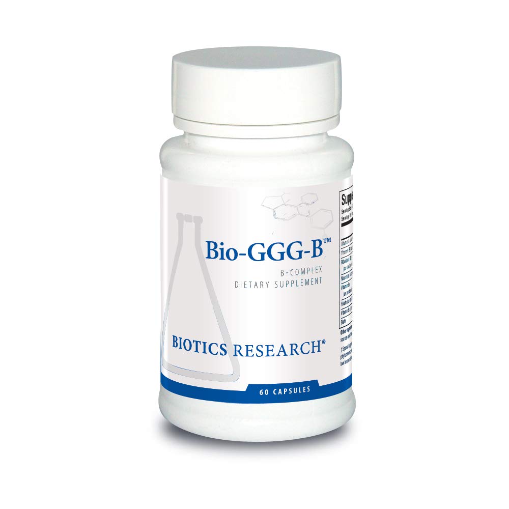 Biotics Research Bio GGG B, Complejo B, Formas bioquímicamente activadas de vitaminas B, Thiamin, Riboflavin, Niacin, B6, B12, Folate Produce Energy, Optimize Positive Mood,Cardiovascular Health 60 Capsule