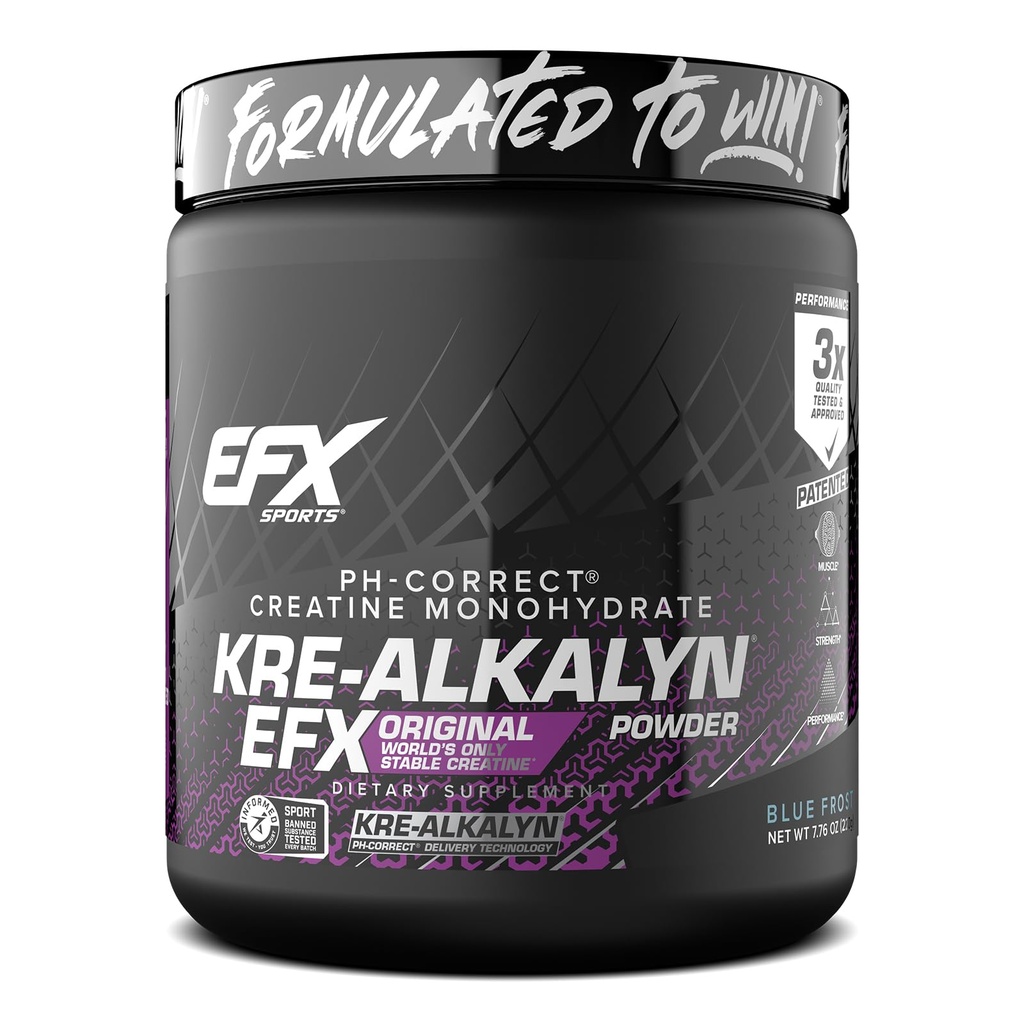 EFX Sports Kre-Alkalyn EFX Powder ← pH Correct Creatine Monohydrate Powder Suplemento ¦ Strength, Muscle Growth & Performance ← 110 Servings (Blue Frost)