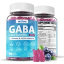 GABA Gummies 500 mg - Mangas de calma sin azúcar con L Theanine, 5-HTP, Vitaminas D3, B12, Ashwagandha, Melatonin-Free for Brain Calm, Mood, Zzz Better, Suplemento GABA para Adulto, Blueberry Flavor, 1Pack