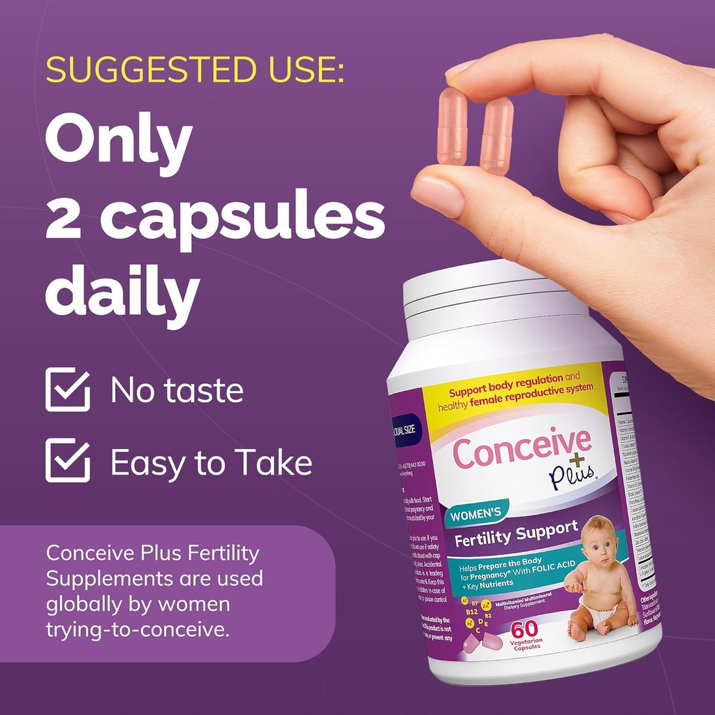 CONCEIVE PLUS Ovulation + Combo de fertilidad femenina, soporta la fertilidad y regulación ovárica, 60 + 120 cápsulas