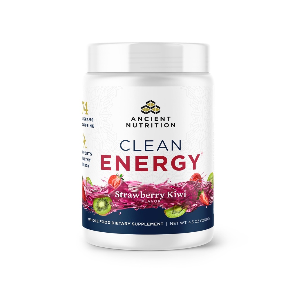 Antigua Nutrición de energía limpia Polvo, Fresa Kiwi, apoya la energía saludable y la salud cognitiva, promueve la alerta mental y el foco, 30 servicios