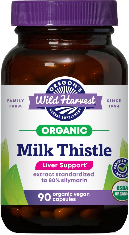 La cosecha silvestre de Oregon Certified Organic Milk Thistle USDA Certified Organic Herbal Supplement, 90 Count