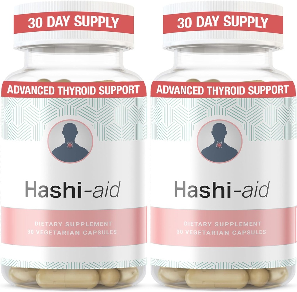 IBDassistTM Hashi Aid Thyroid Support for Women &amp; Hombres - Suplemento tiroideo para el hipotiroidismo de la enfermedad de Hashimoto* - con Ashwagandha, Selenium, Zinc, Vitaminas Esenciales &amp; Más - 30 cápsulas (2 Pack)