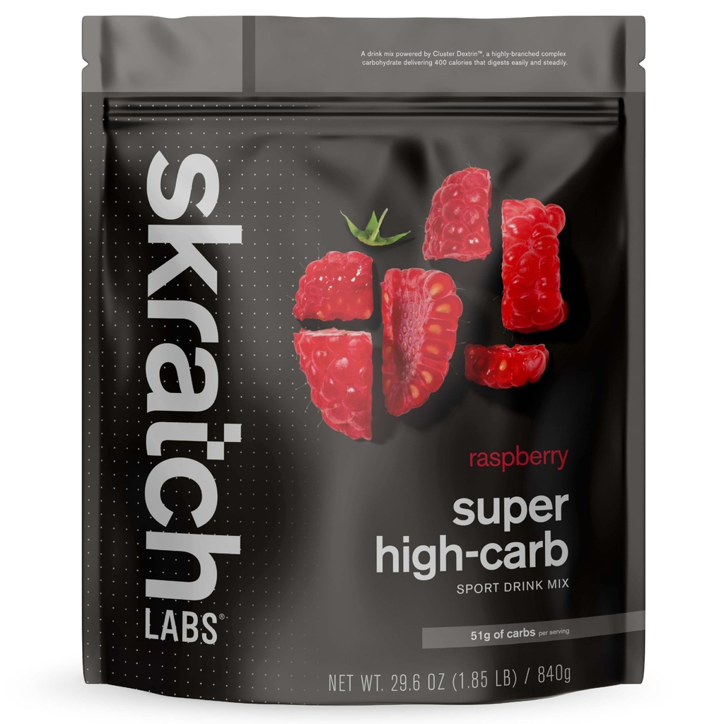 Skratch Labs Super High-Carb Hydration Powder ¦ Carbohydrate Powder with Cluster Dextrin and Electrolytes  durable Endurance Energy Drink ← Raspberry (840 Grams) ← Non-GMO, Gluten Free, Vegan, Kosher